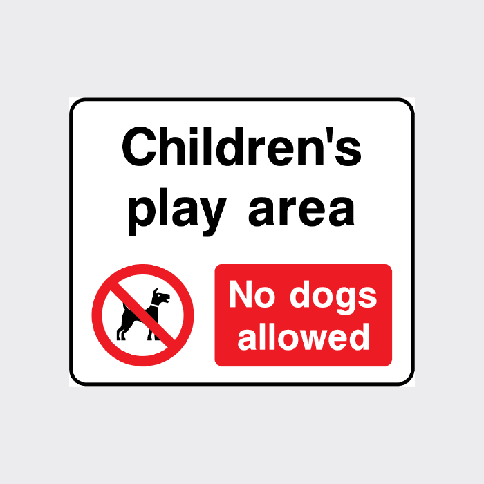 Childrens play area - no dogs allowed sign