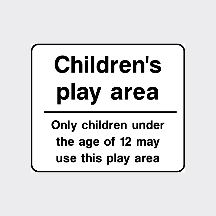 Childrens play area - Only children under the age of 12 may use this play area  sign