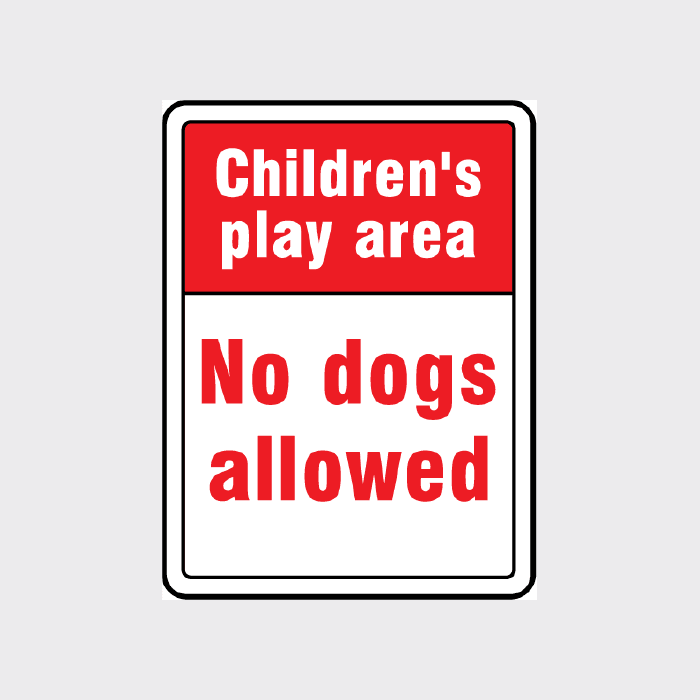 Childrens play area - no dogs allowed sign