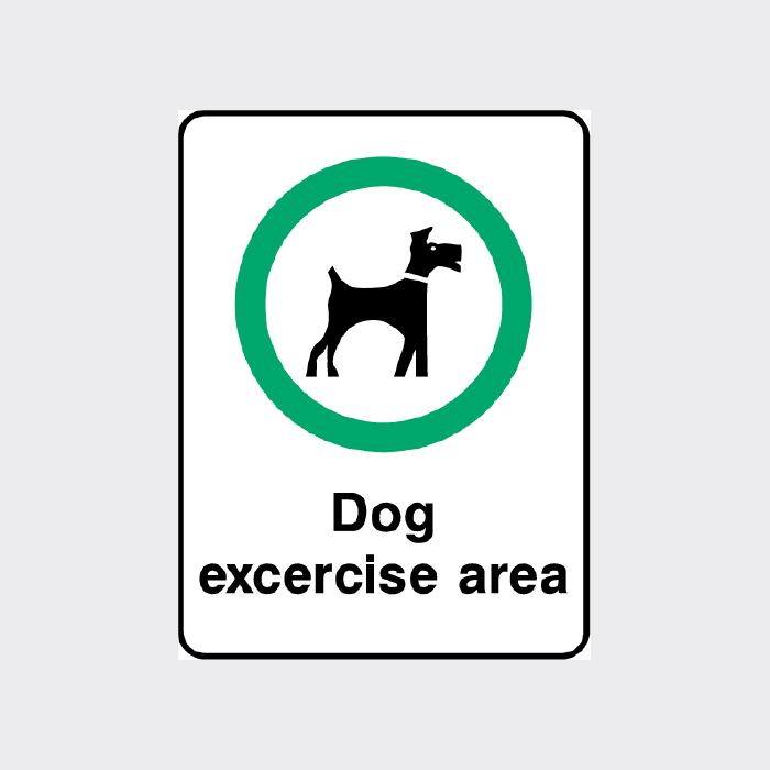 Dog exercise area sign