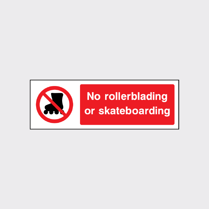 No rollerblading or skateboarding sign 