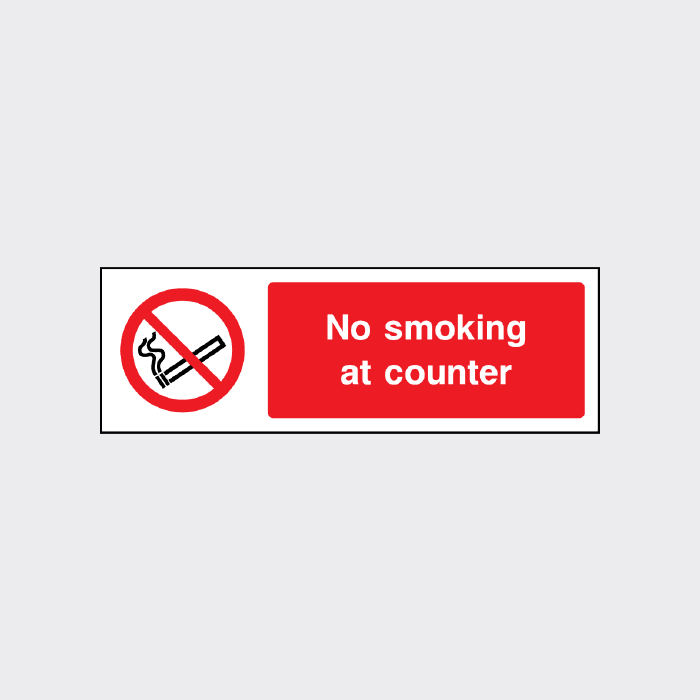 No smoking at counter sign