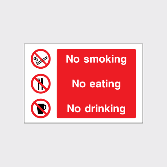 No smoking No eating No drinking Sign