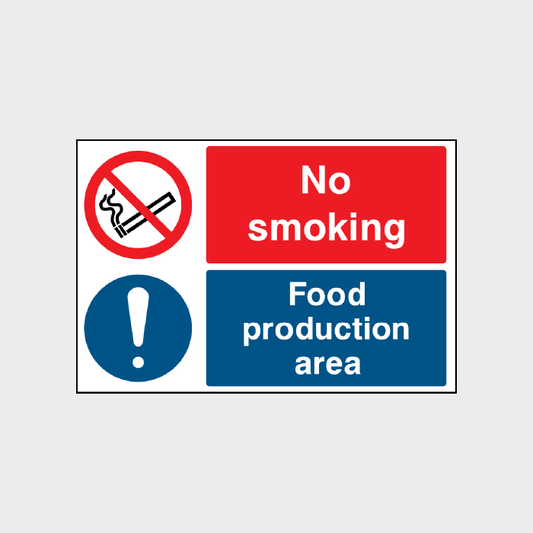 No Smoking Food Production Area Sign