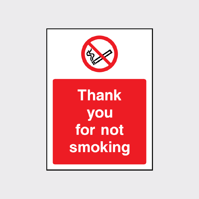 Thank you for not Smoking Sign