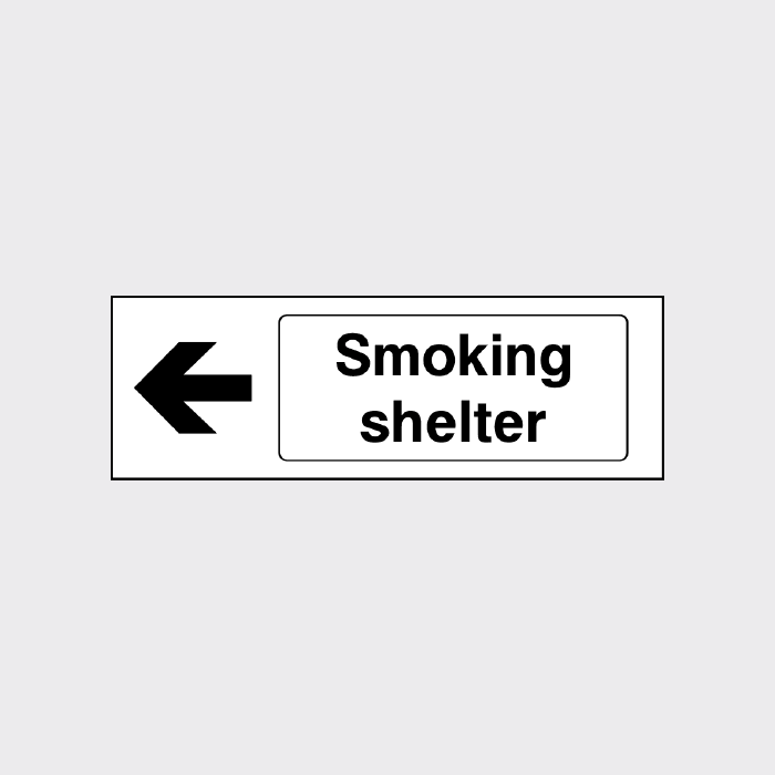 Smoking shelter left arrow sign