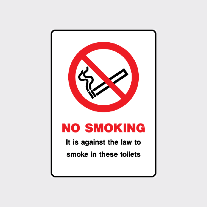 No Smoking It is against the law to smoke in these toilets sign