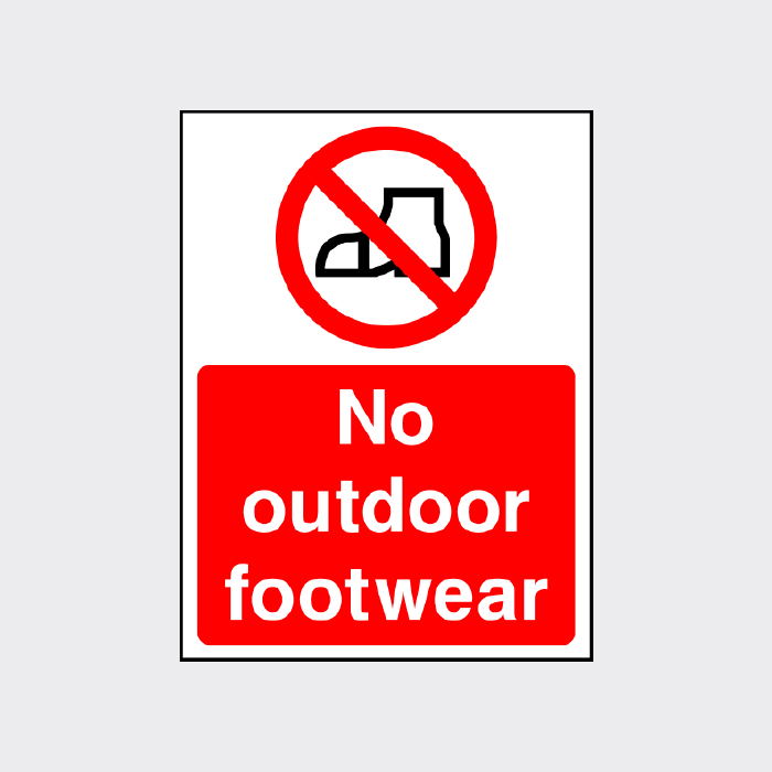 No outdoor footwear sign