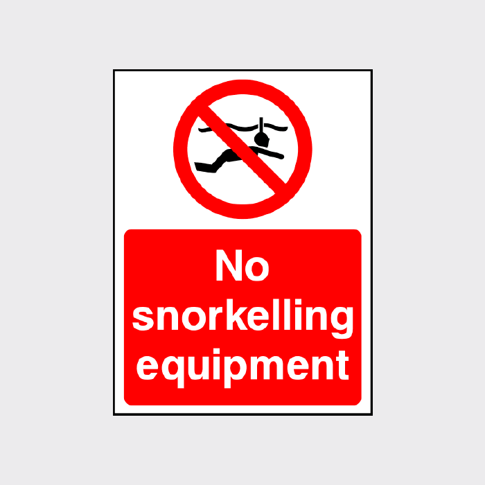 No snorkelling equipment sign