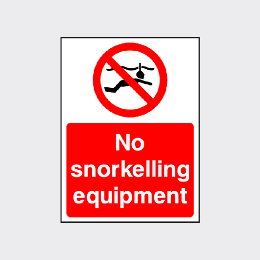 No snorkelling equipment sign