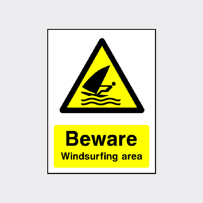 Beware - Windsurfing area sign