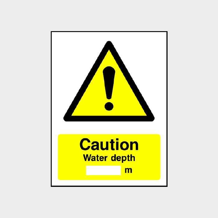 Caution - Water depth in metres sign