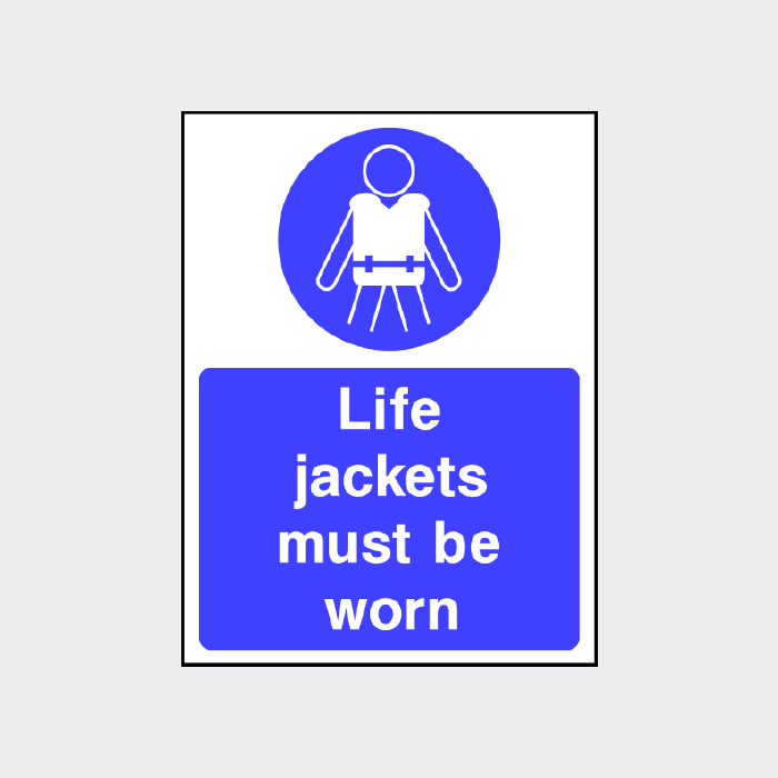 Life jackets must be worn sign 