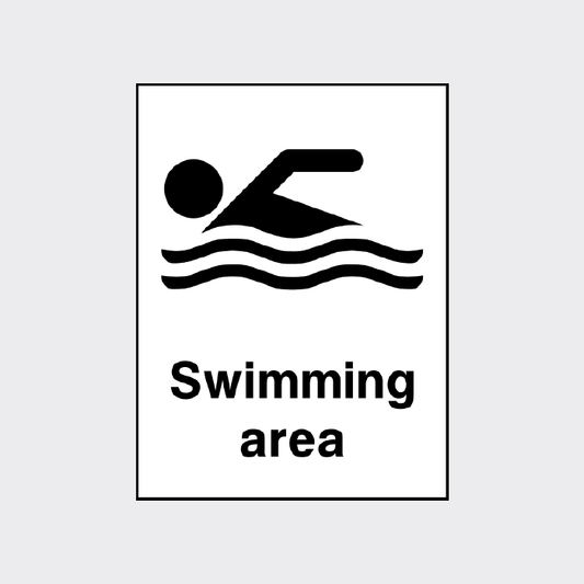 Swimming area sign