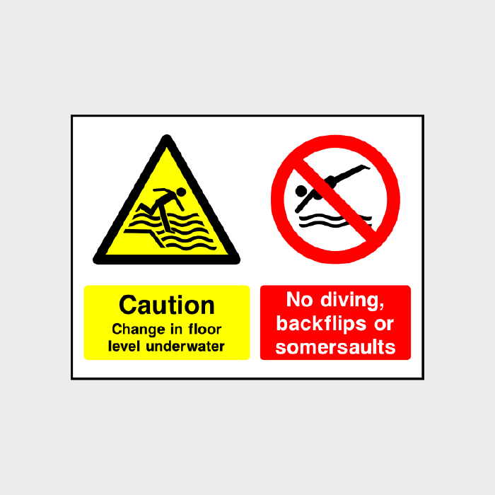 Caution - Change in floor level underwater sign