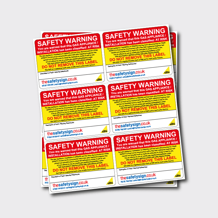 Warning! Do not use gas safety stickers