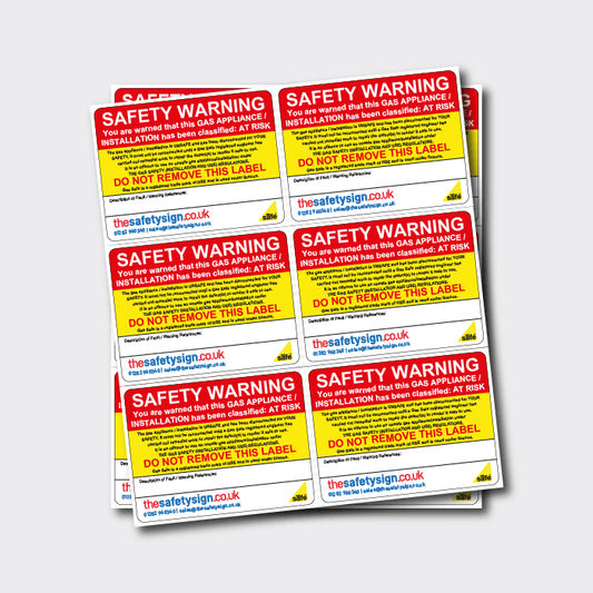 Warning! Do not use gas safety stickers