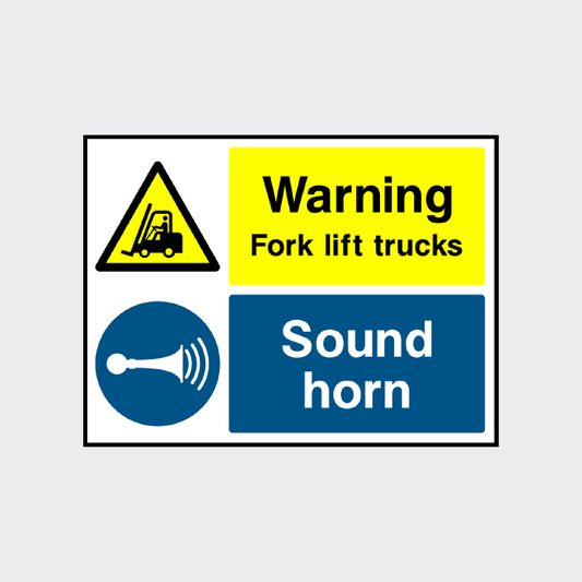 Warning Fork Lift trucks operating sound horn Sign